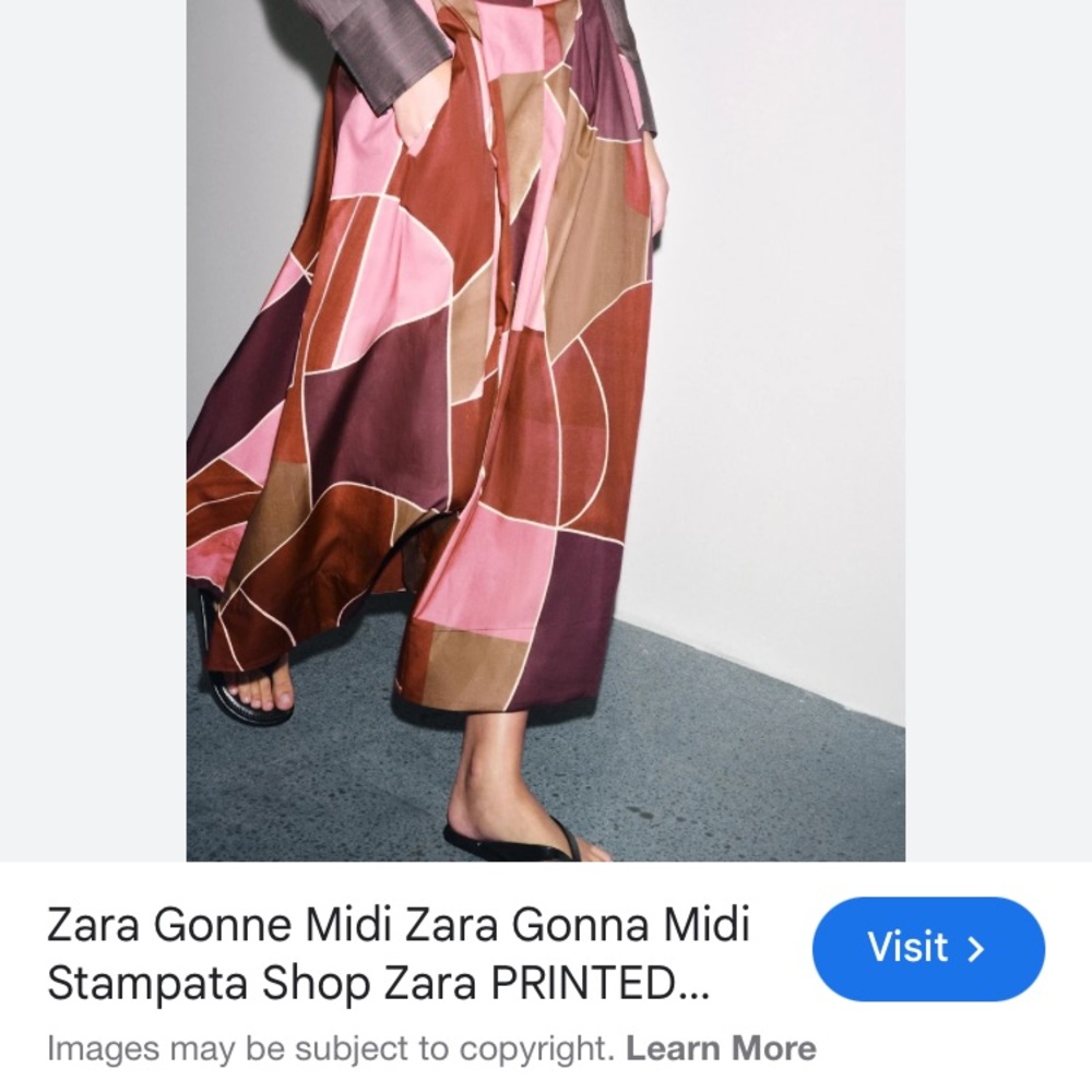 Zara Women's Geometric Midi Skirt - Pink and Brown